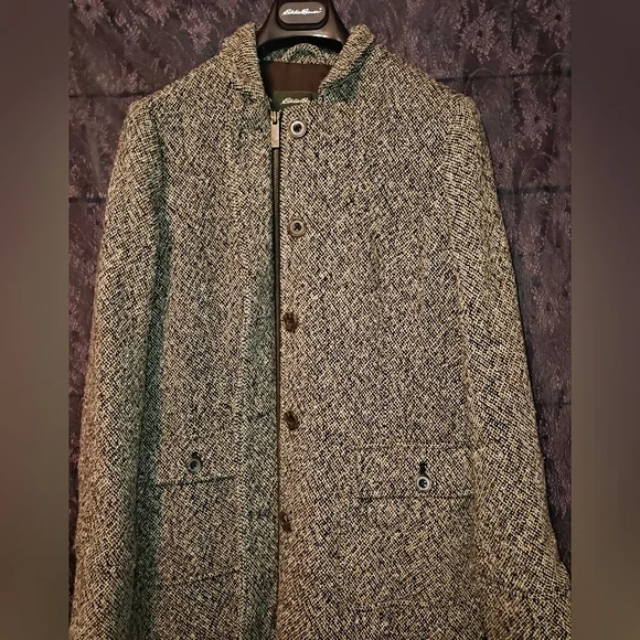 Eddie Bauer Vintage Womens Wool Blend Tweed Trench Coat Sz. S - Picture 4 of 12
